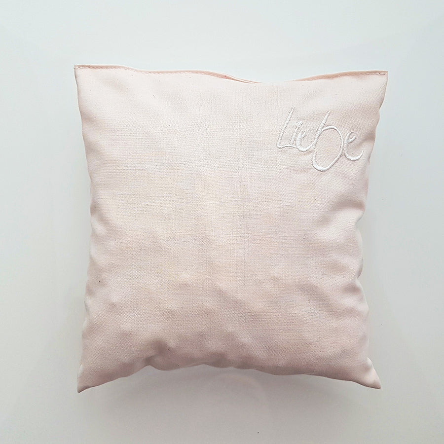 Kleines Zirbenkissen "Liebe" Rosa