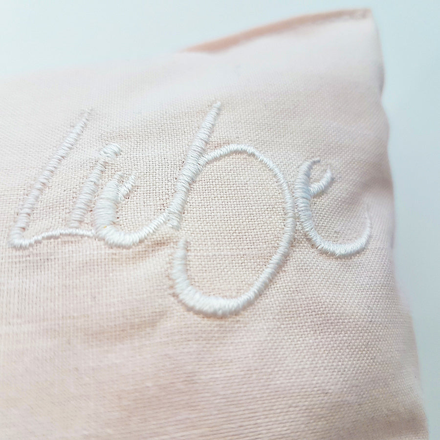 Kleines Zirbenkissen "Liebe" Rosa