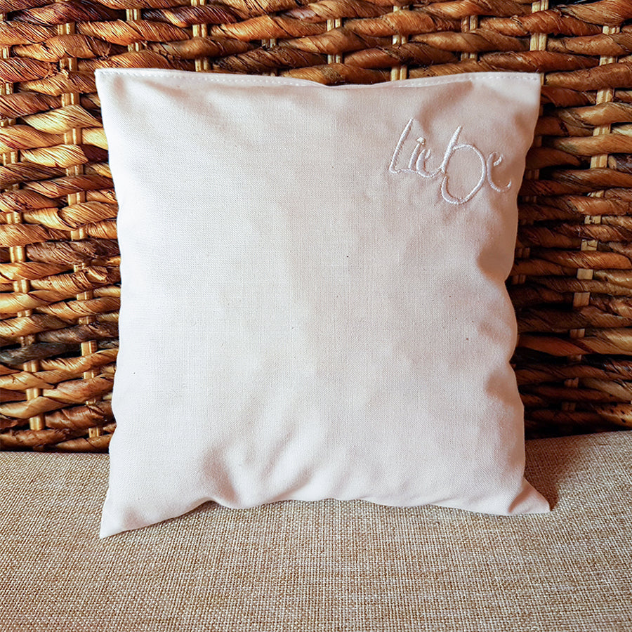 Kleines Zirbenkissen "Liebe" Rosa