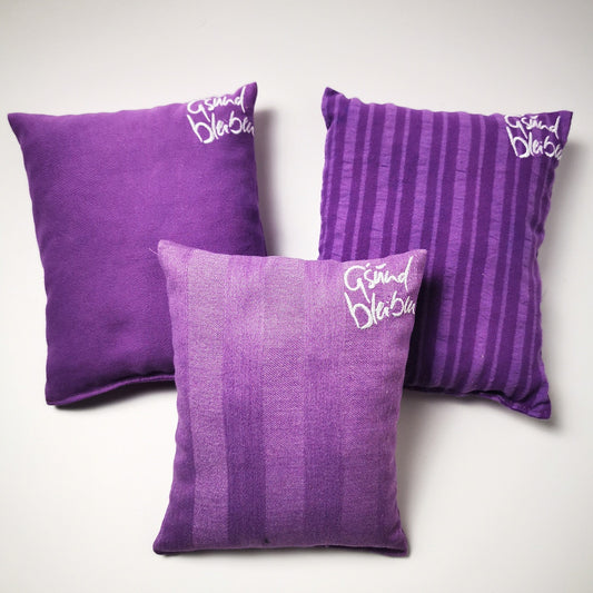 Kleines Zirbenkissen "G'sund bleiben" Violett