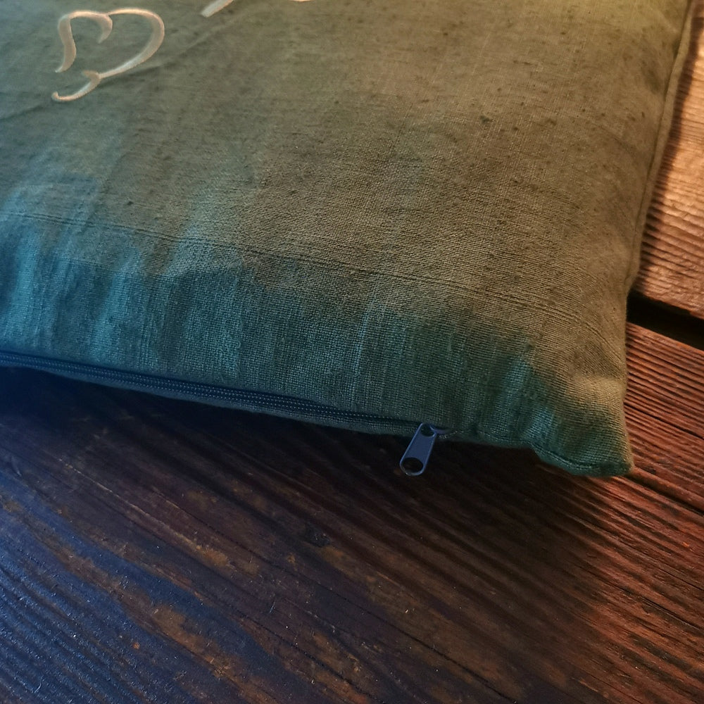 Bauernleinen-Flachkissen "Es geht mir richtig gut."