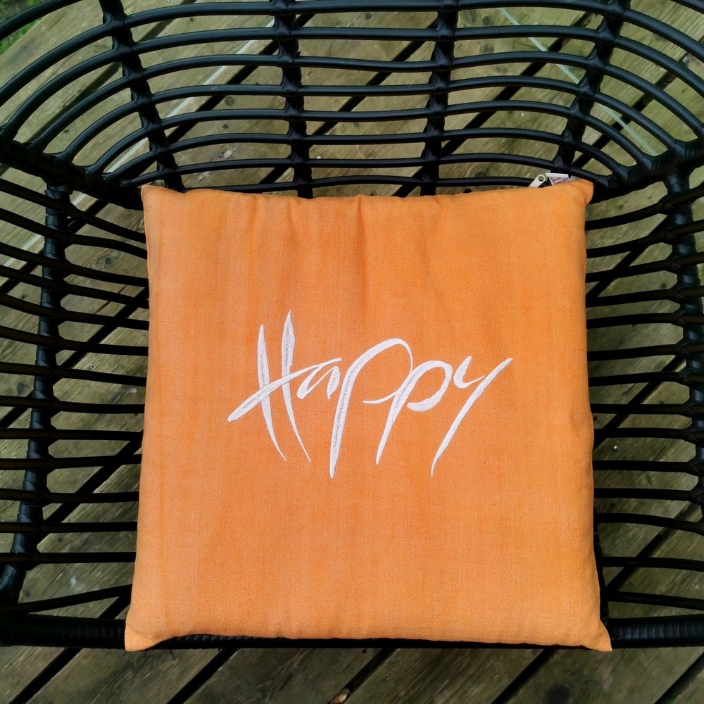 Bauernleinen-Flachkissen "Happy"