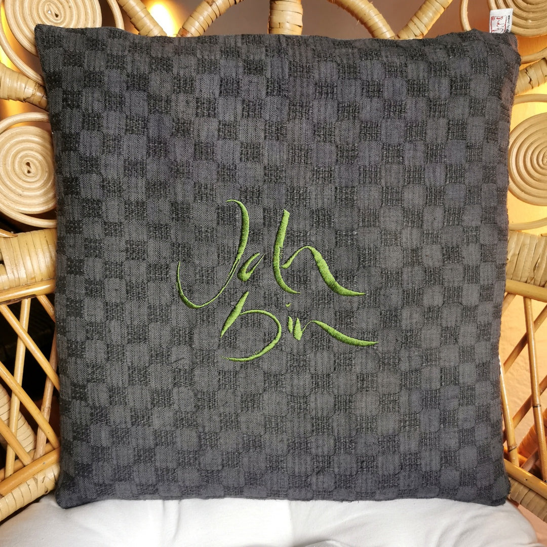 Bauernleinen-Flachkissen "Ich bin"