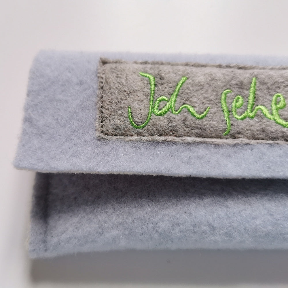 Brillentasche "Ich sehe dich" Hellblau/Creme