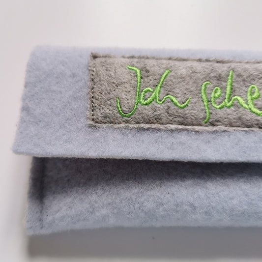 Brillentasche "Ich sehe dich" Hellblau/Creme