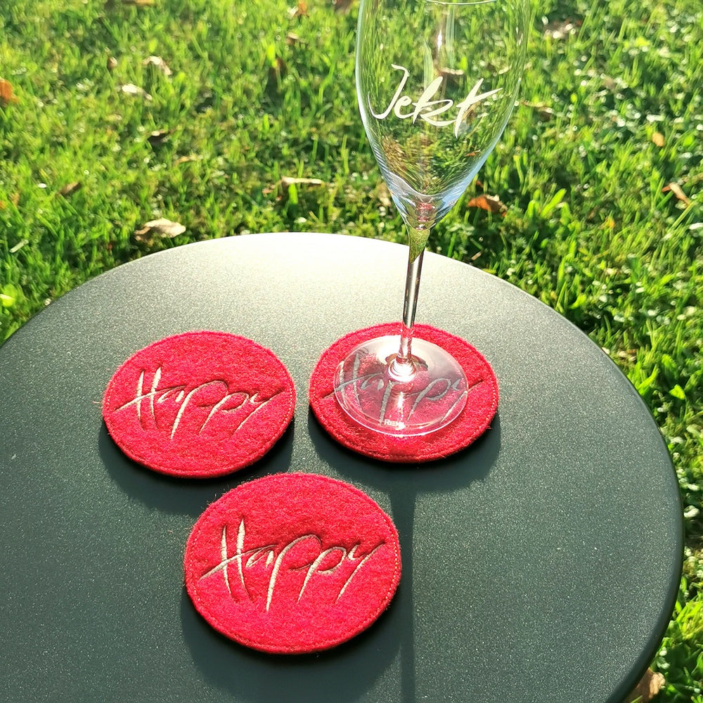 Glasuntersetzer "Happy" Rot