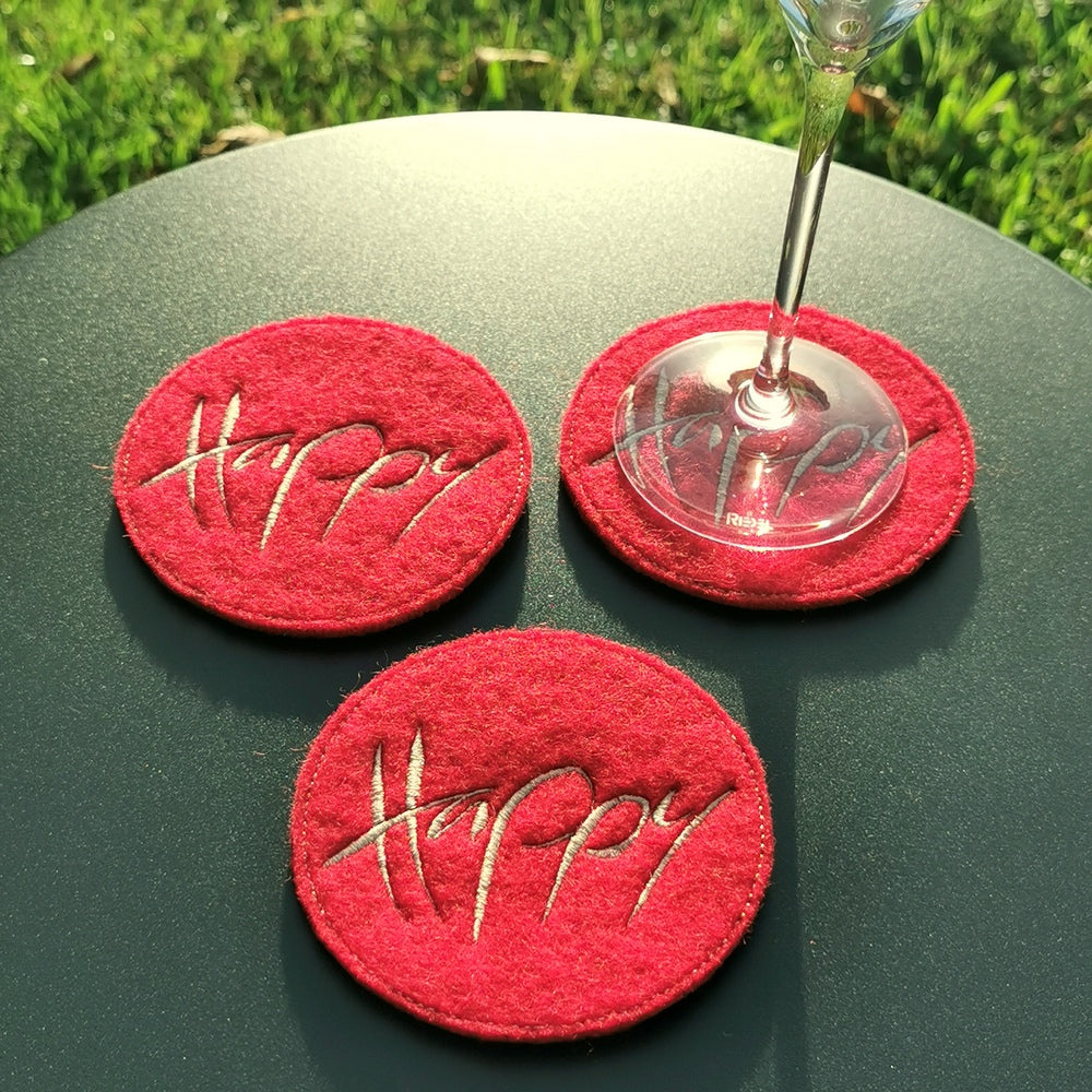 Glasuntersetzer "Happy" Rot