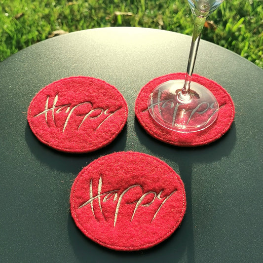 Glasuntersetzer "Happy" Rot