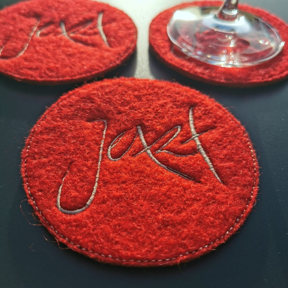 Glasuntersetzer "Jetzt" Rot