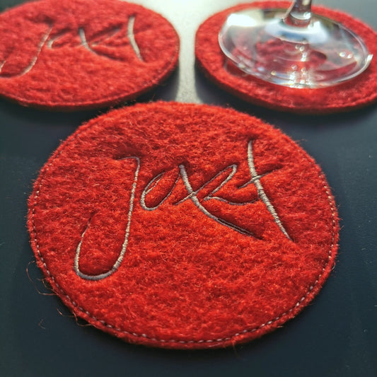 Glasuntersetzer "Jetzt" Rot