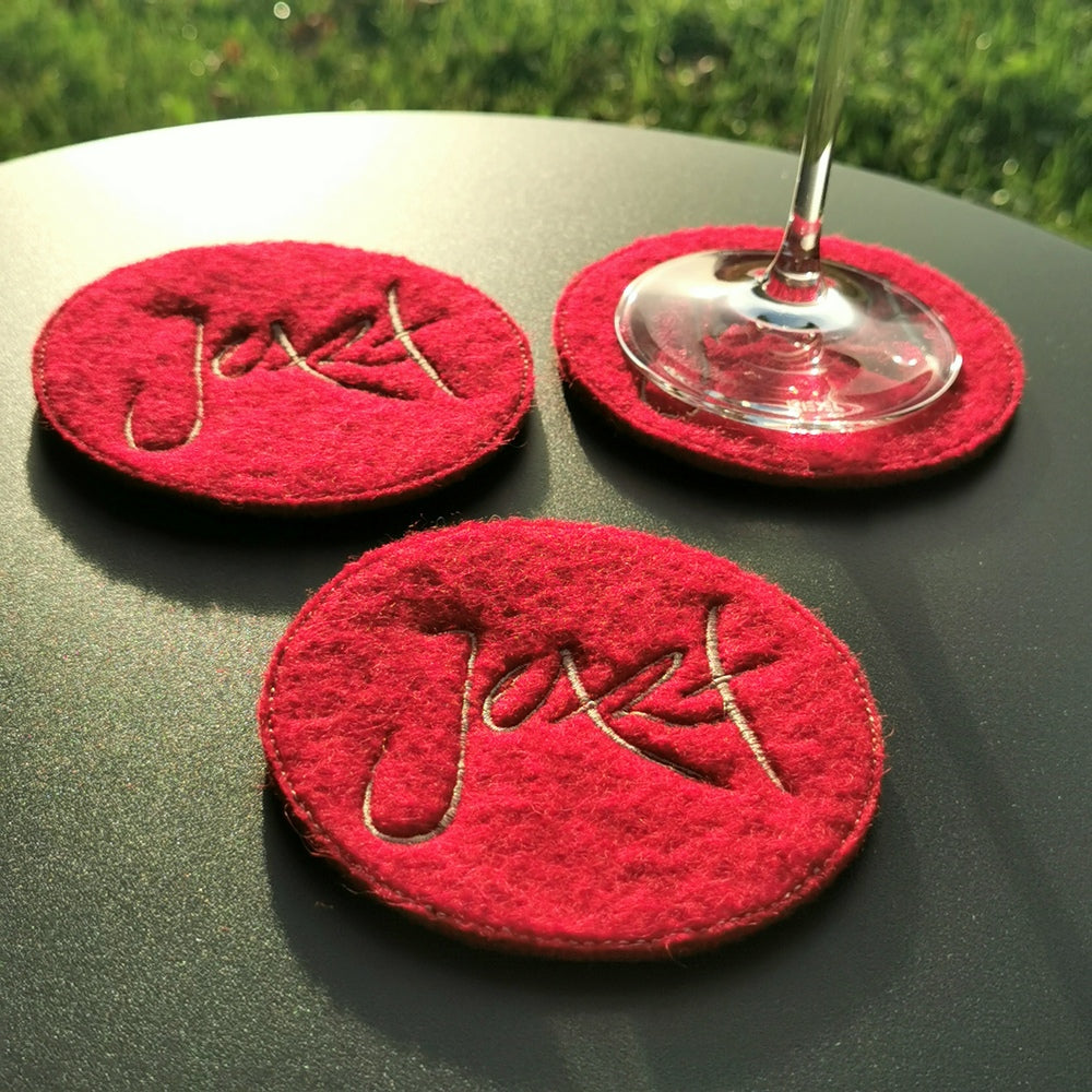 Glasuntersetzer "Jetzt" Rot