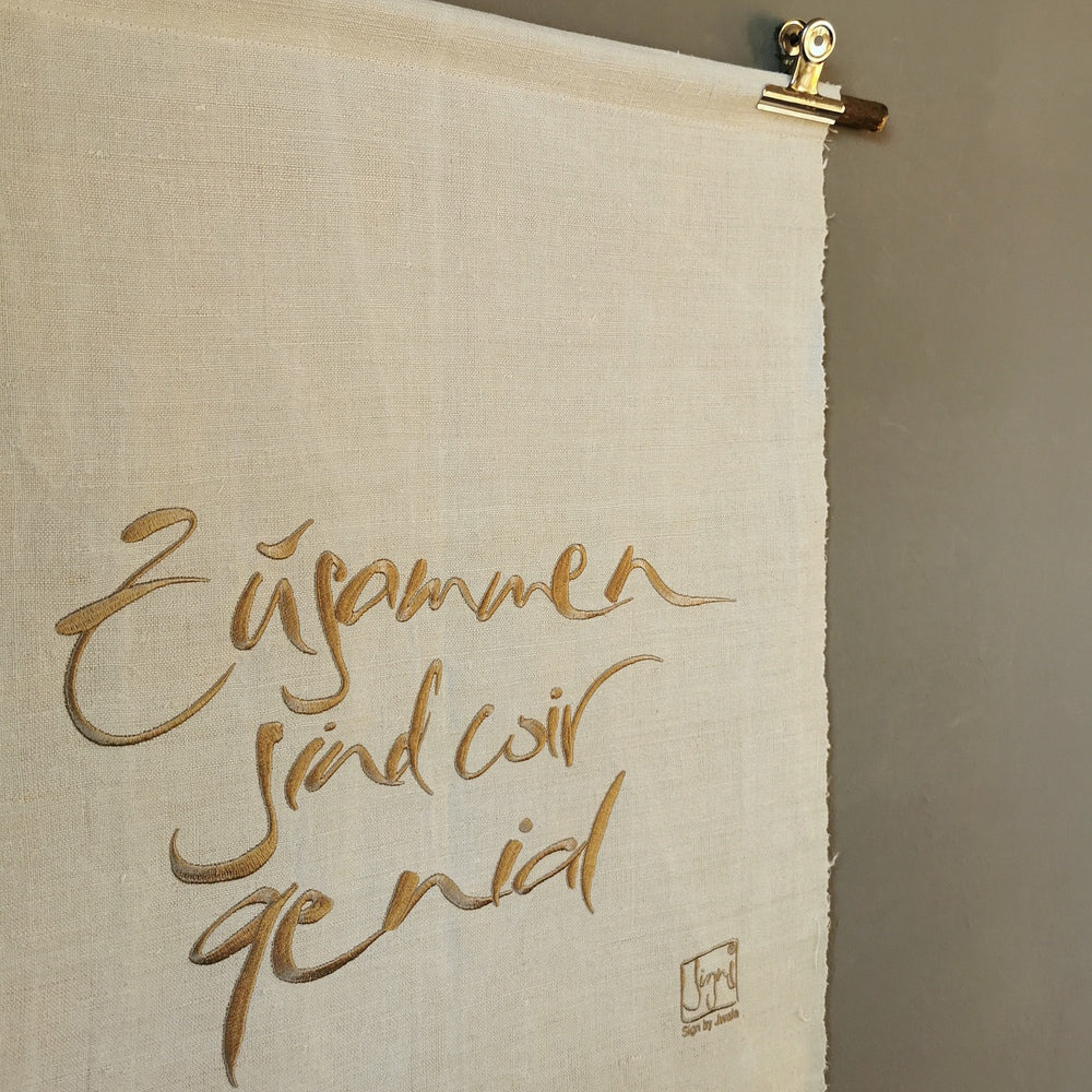 Haussegen "Zusammen sind wir genial"