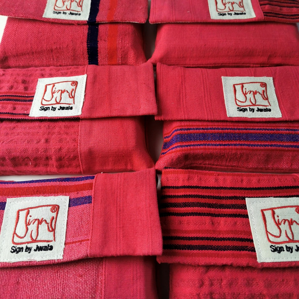 "Fingerzeige" SignKarten-Set "Himbeere/Gestreift" - Bauernleinen