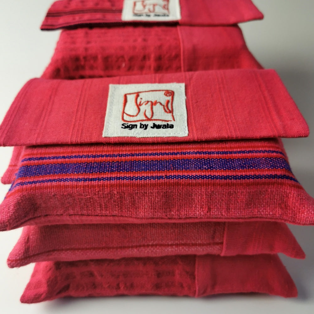 "Fingerzeige" SignKarten-Set "Himbeere/Gestreift" - Bauernleinen