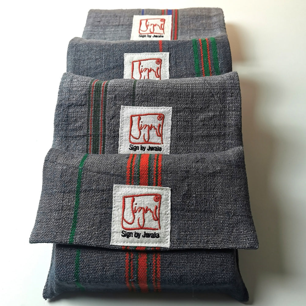 "Fingerzeige" SignKarten-Set "Anthrazit/gestreift" - Bauernleinen