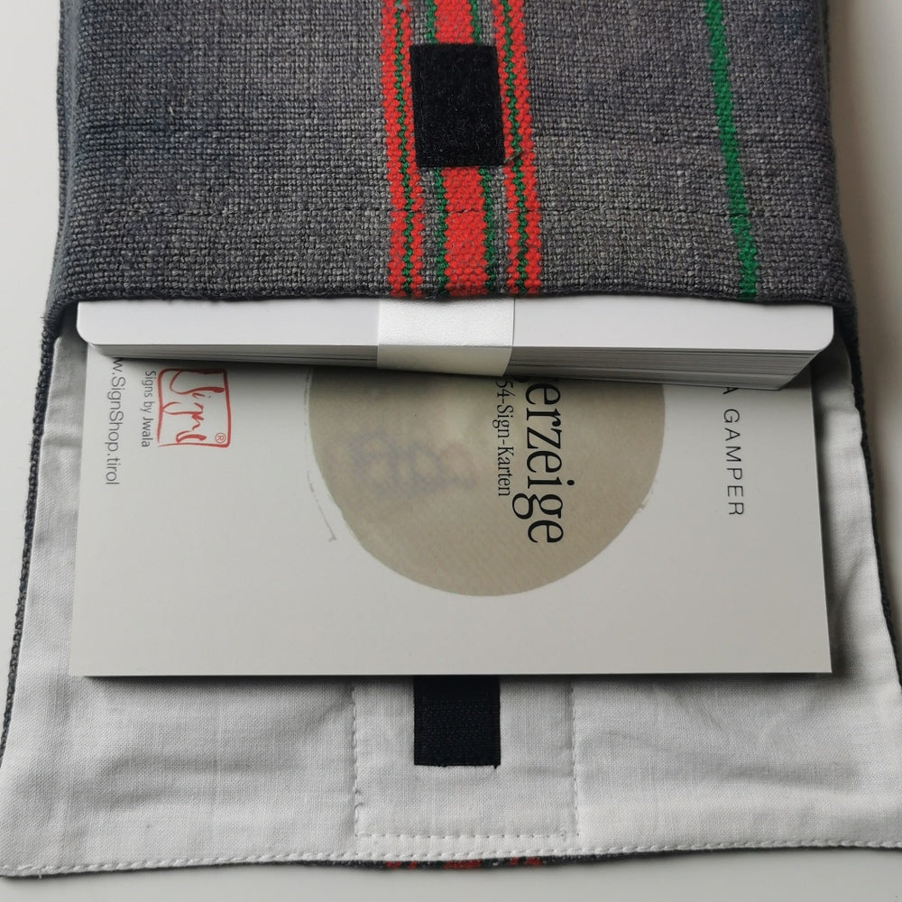 "Fingerzeige" SignKarten-Set "Anthrazit/gestreift" - Bauernleinen