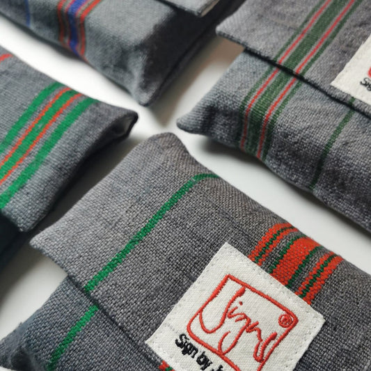 "Fingerzeige" SignKarten-Set "Anthrazit/gestreift" - Bauernleinen