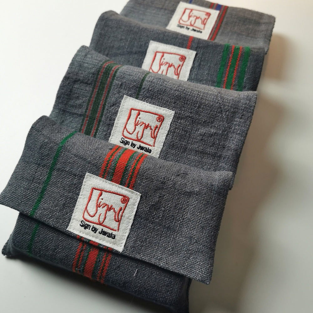 "Fingerzeige" SignKarten-Set "Anthrazit/gestreift" - Bauernleinen