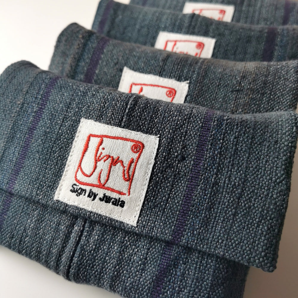 "Fingerzeige" SignKarten-Set "Graphit/gestreift" - Bauernleinen