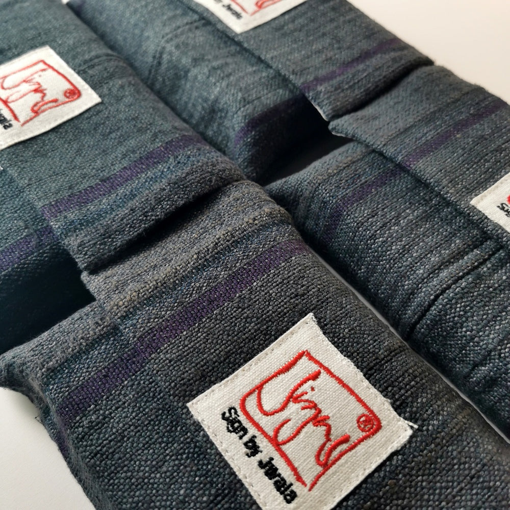 "Fingerzeige" SignKarten-Set "Graphit/gestreift" - Bauernleinen