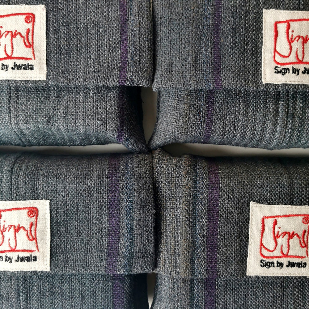 "Fingerzeige" SignKarten-Set "Graphit/gestreift" - Bauernleinen