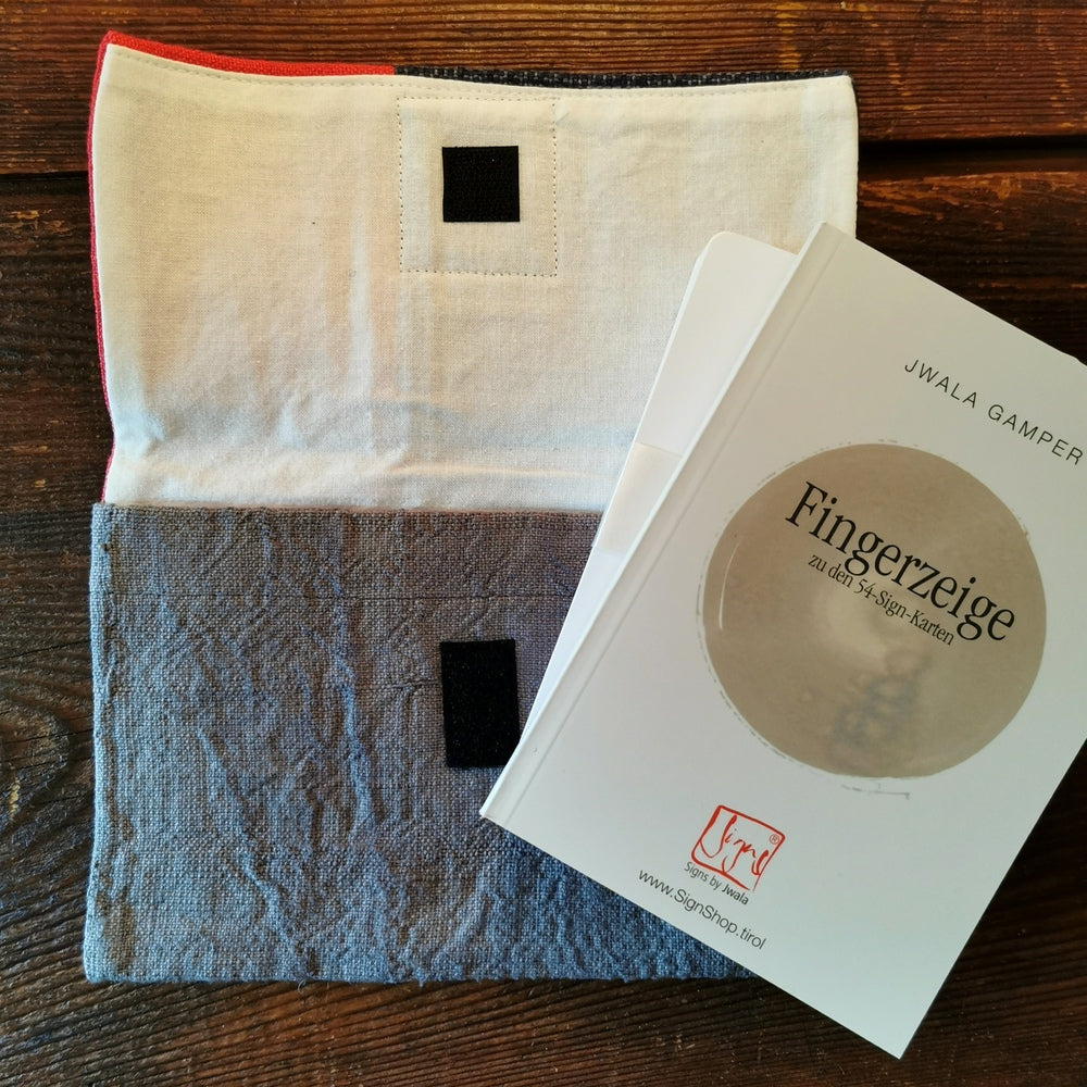 "Fingerzeige" SignKarten-Set "Blau/Rot/Grau" - Bauernleinen