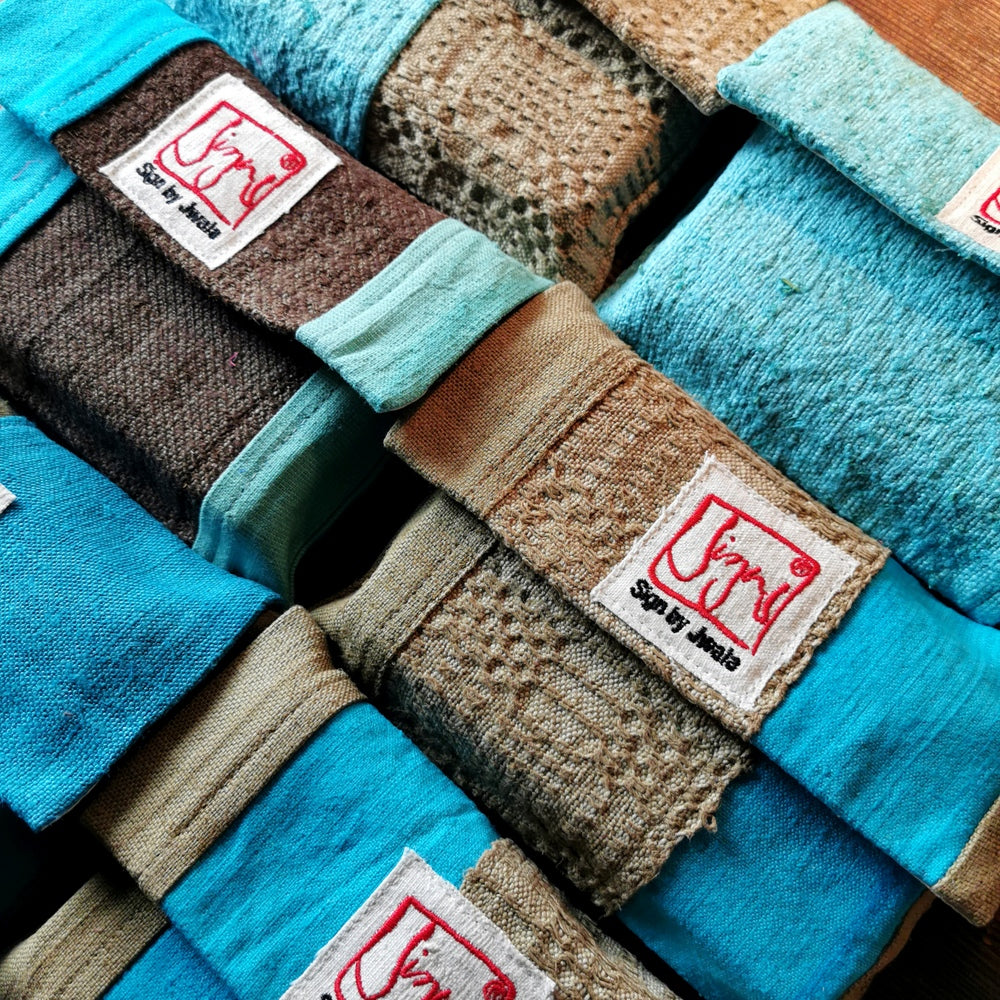 "Fingerzeige" SignKarten-Set "Türkis/Braun" - Bauernleinen