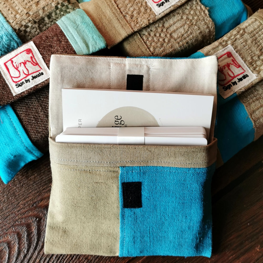 "Fingerzeige" SignKarten-Set "Türkis/Braun" - Bauernleinen