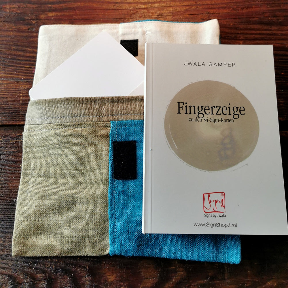 "Fingerzeige" SignKarten-Set "Türkis/Braun" - Bauernleinen