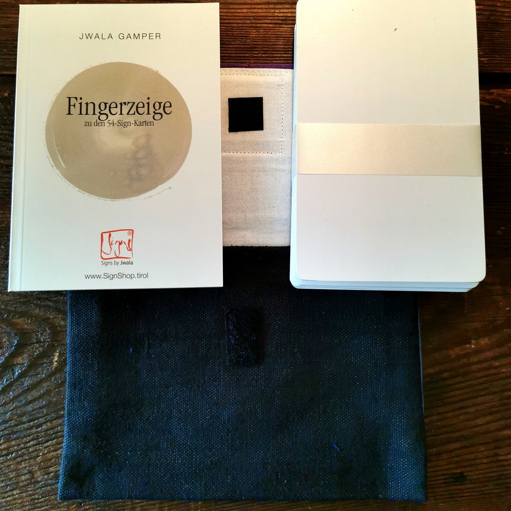 "Fingerzeige" SignKarten-Set "Schwarz/Blau/Lila" - Bauernleinen