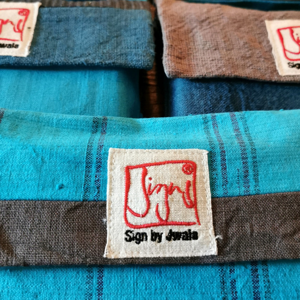 "Fingerzeige" SignKarten-Set "Türkis/Grau" - Bauernleinen