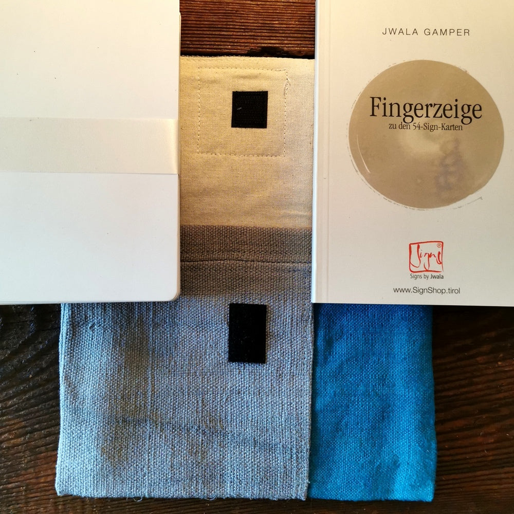 "Fingerzeige" SignKarten-Set "Türkis/Grau" - Bauernleinen