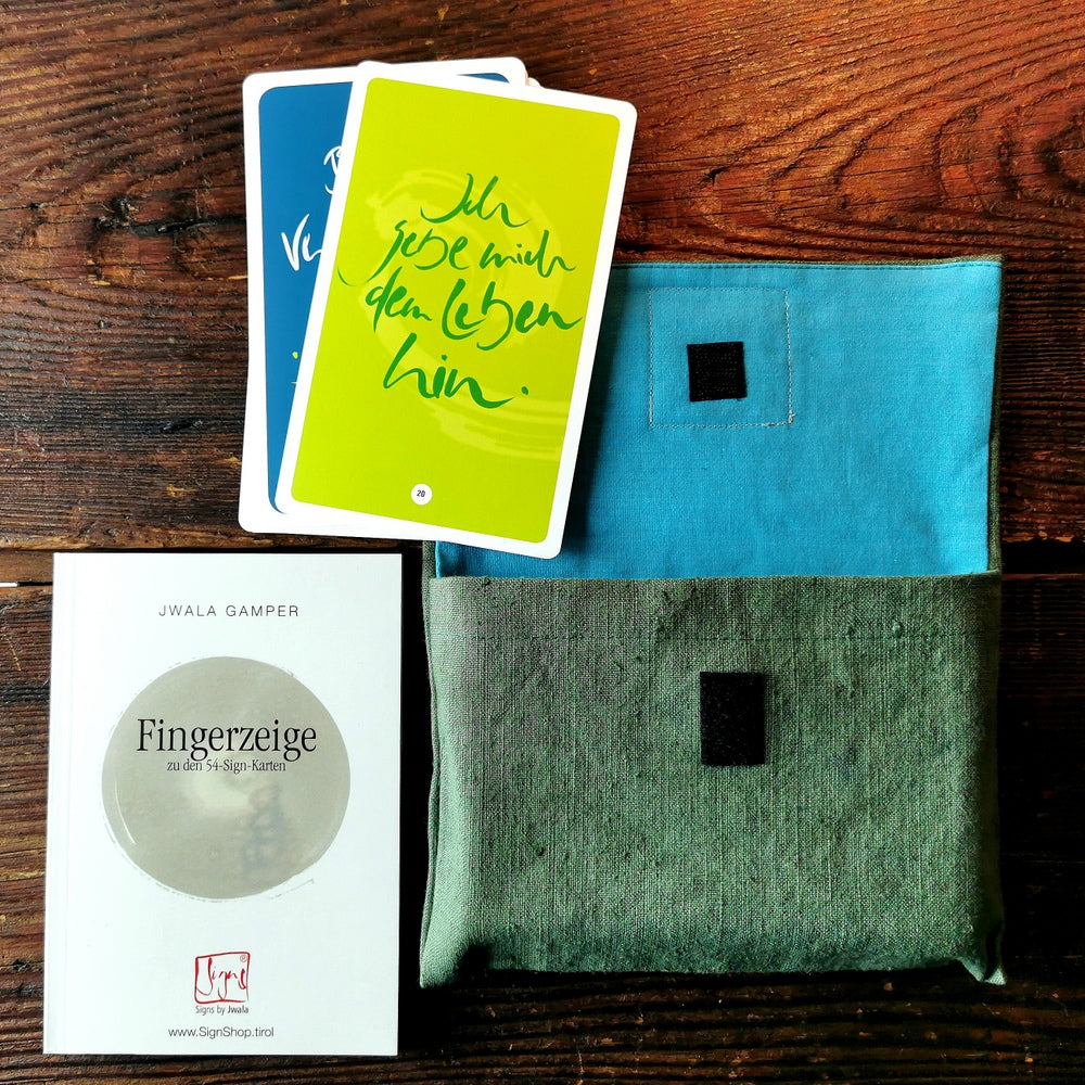 "Fingerzeige" SignKarten-Set "Grün/Türkis" - Bauernleinen