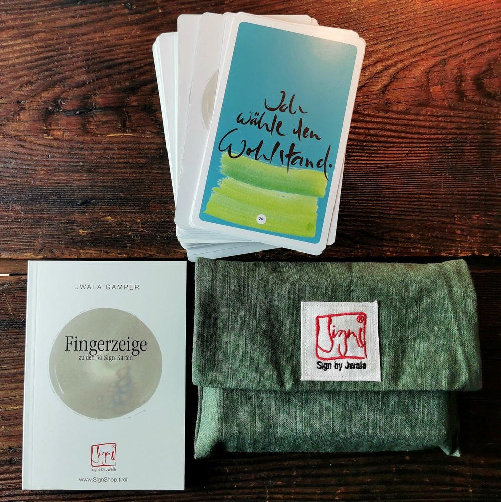 "Fingerzeige" SignKarten-Set "Grün/Türkis" - Bauernleinen