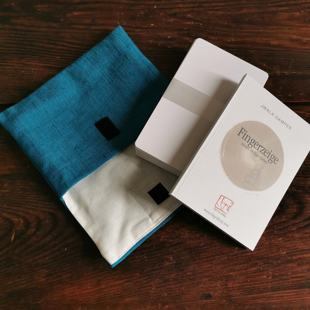 "Fingerzeige" SignKarten-Set "Petrol" Bauernleinen