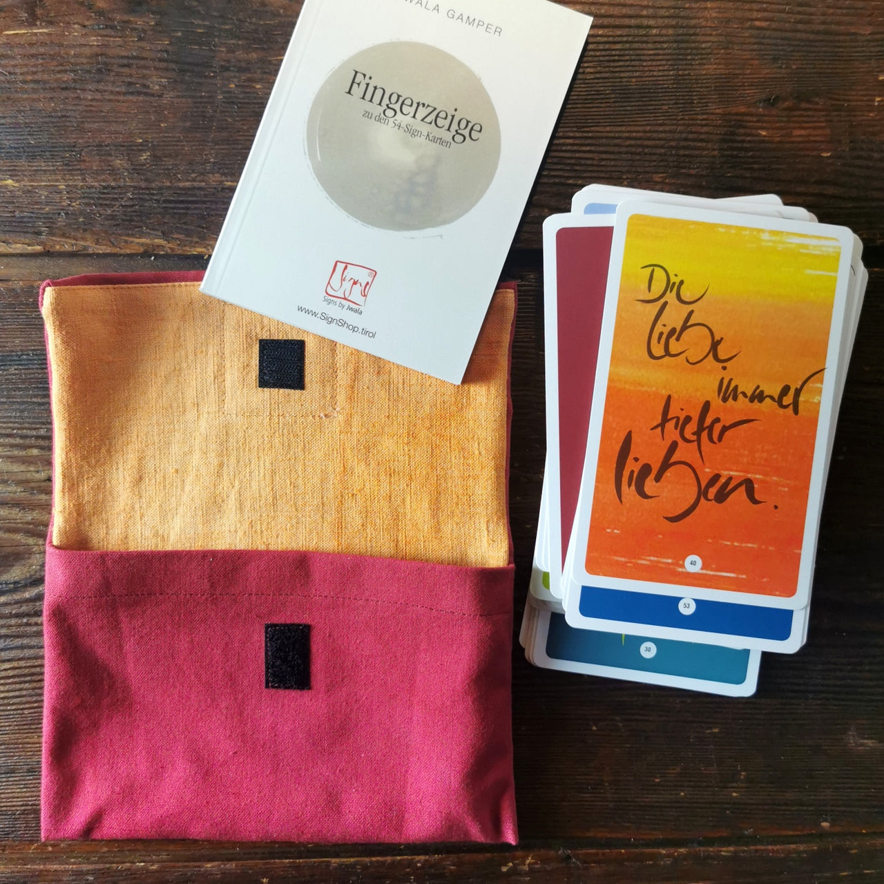 "Fingerzeige" SignKarten-Set "Weinrot/Orange" - Bauernleinen