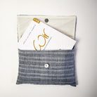 WIR-Karten-Set + WIR-Bauernleinentasche - Grau/gestreift