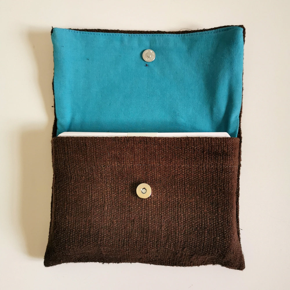 WIR-Karten-Set + WIR-Bauernleinentasche - Braun/Türkis