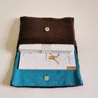 WIR-Karten-Set + WIR-Bauernleinentasche - Braun/Türkis