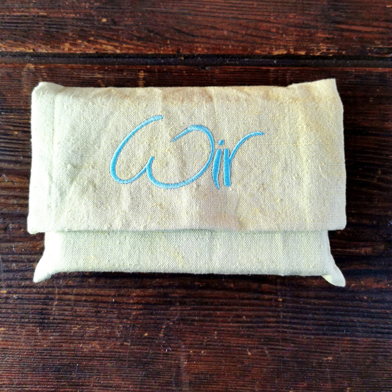 WIR-Karten-Set + WIR-Bauernleinentasche - Hellgelb/Türkis