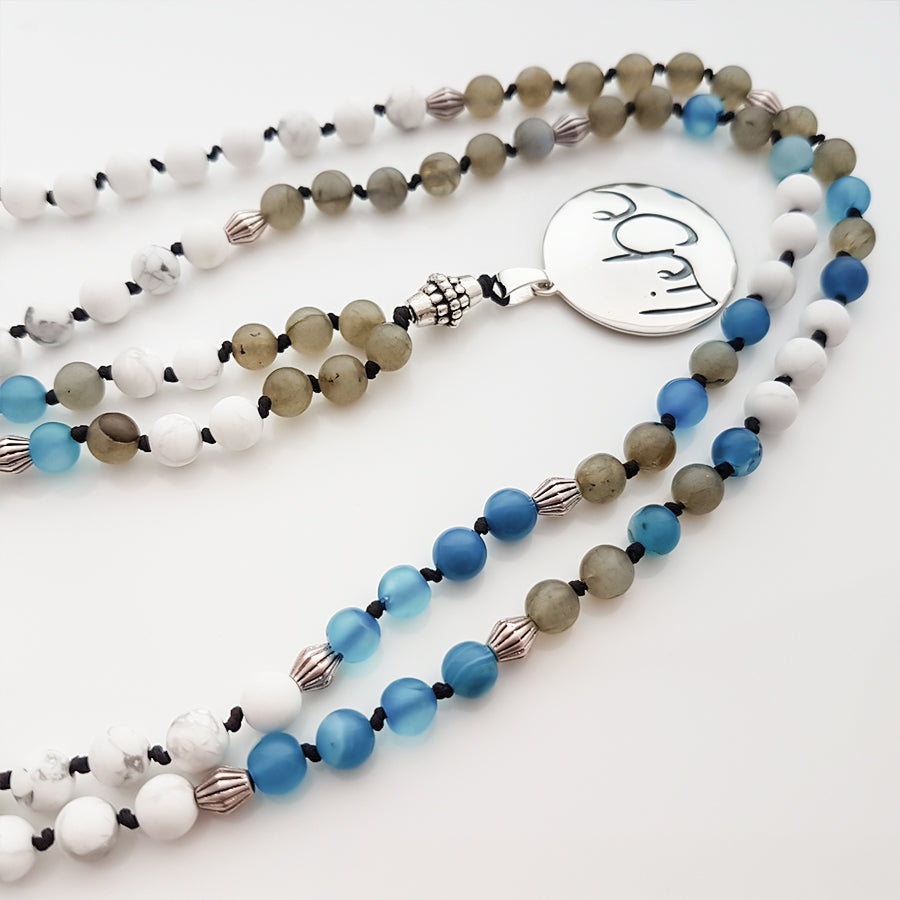 Liebe-Mala (Achat Blau, Labradorit, Howlith)