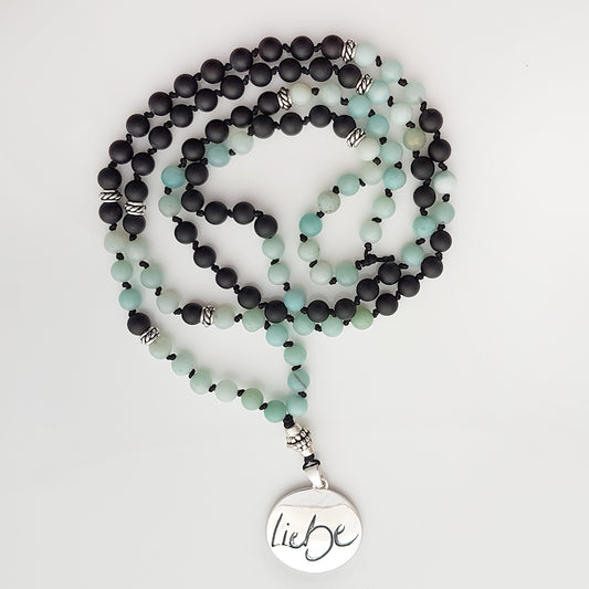 Liebe-Mala (Schwarzer Onyx, Amazonit)