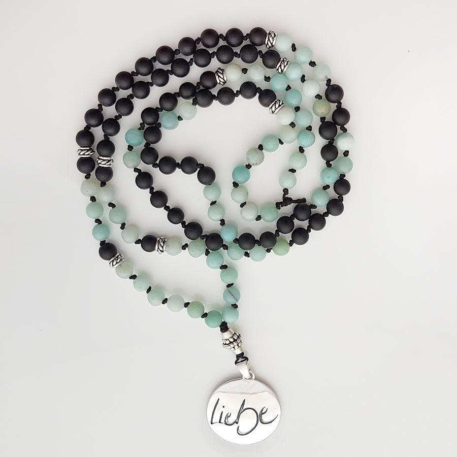 Liebe-Mala (Schwarzer Onyx, Amazonit)