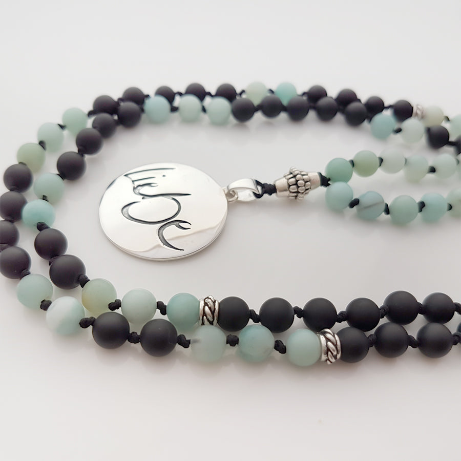 Liebe-Mala (Schwarzer Onyx, Amazonit)