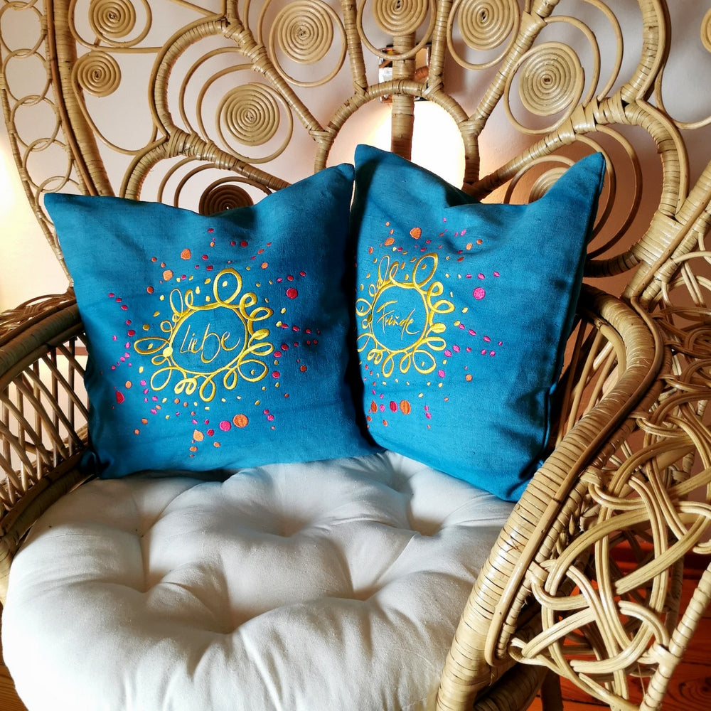 Kissenhülle Bauernleinen "Freude/Ornament"