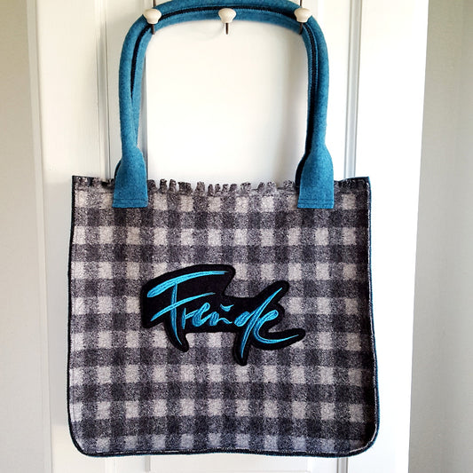 Shopper "Freude" Karo Türkis