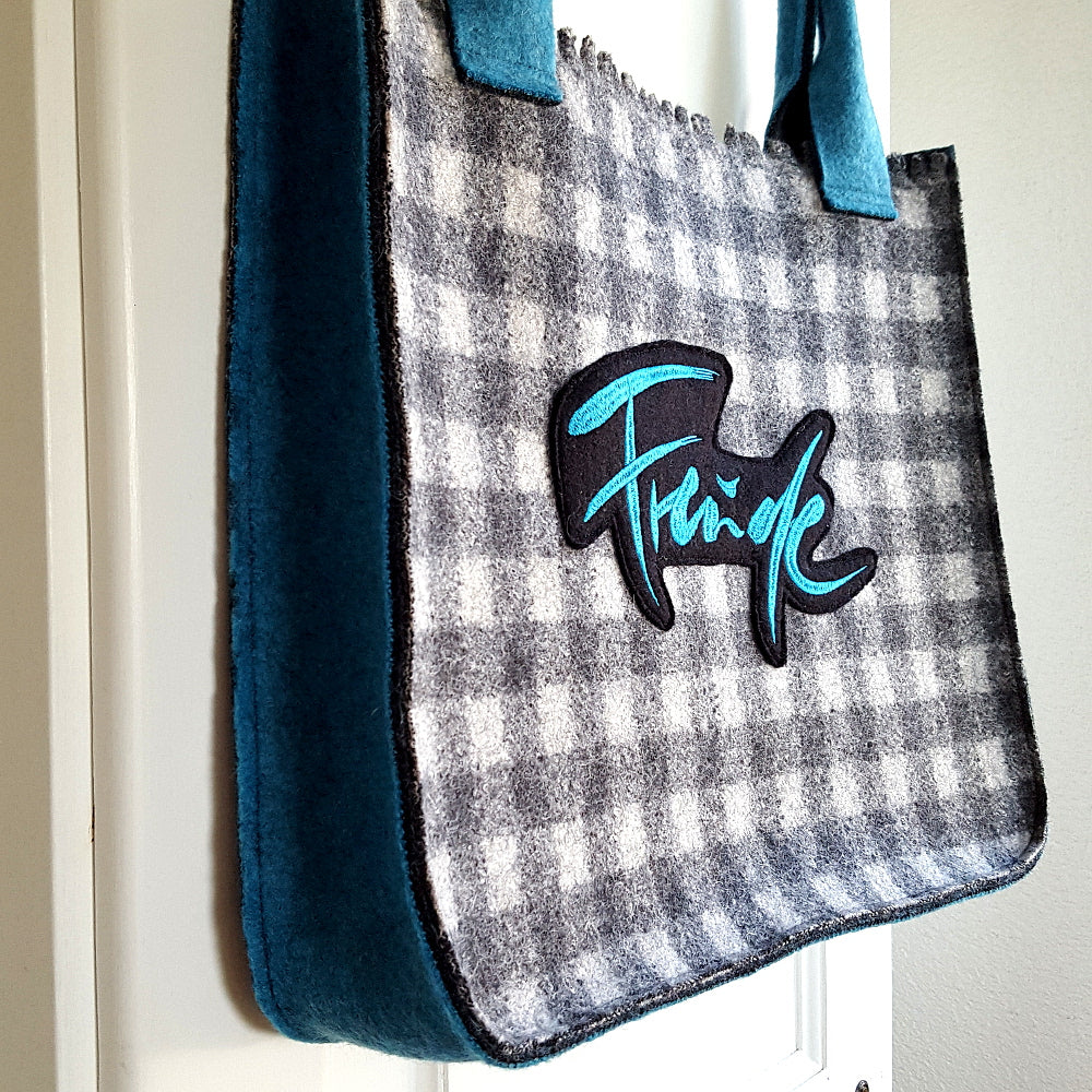 Shopper "Freude" Karo Türkis