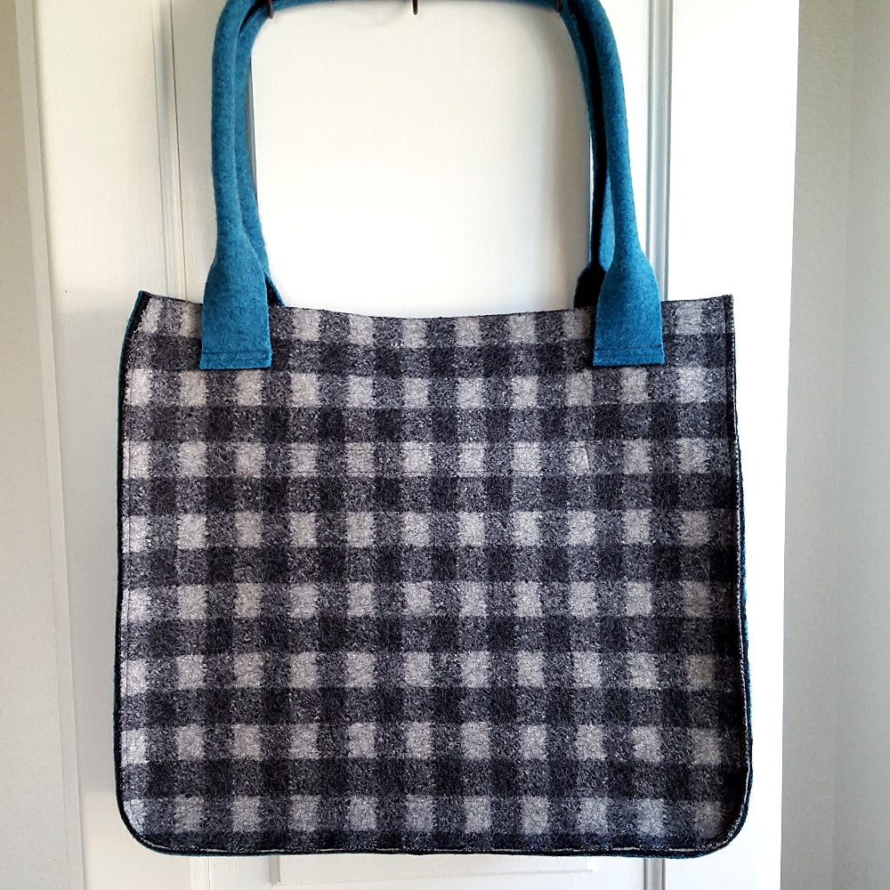 Shopper "Freude" Karo Türkis