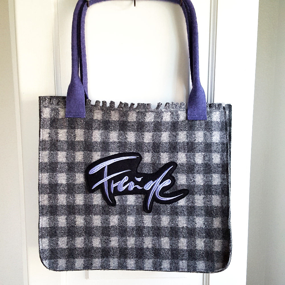 Shopper "Freude" Karo Lila -Seitenteil Karo