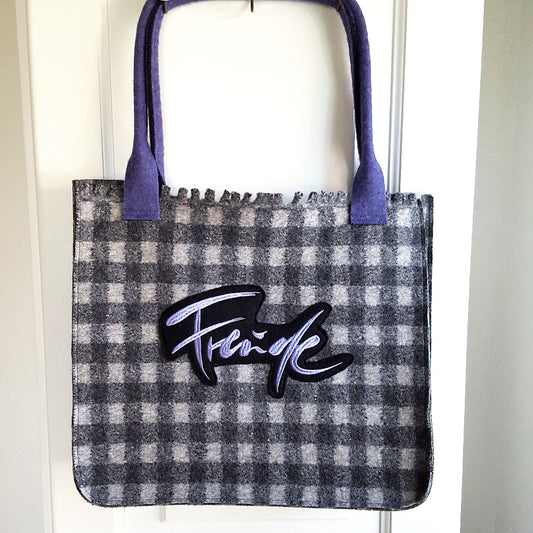 Shopper "Freude" Karo Lila -Seitenteil Karo